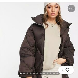 Women's & Other Stories Brown Down Puffer Coat with High Collar